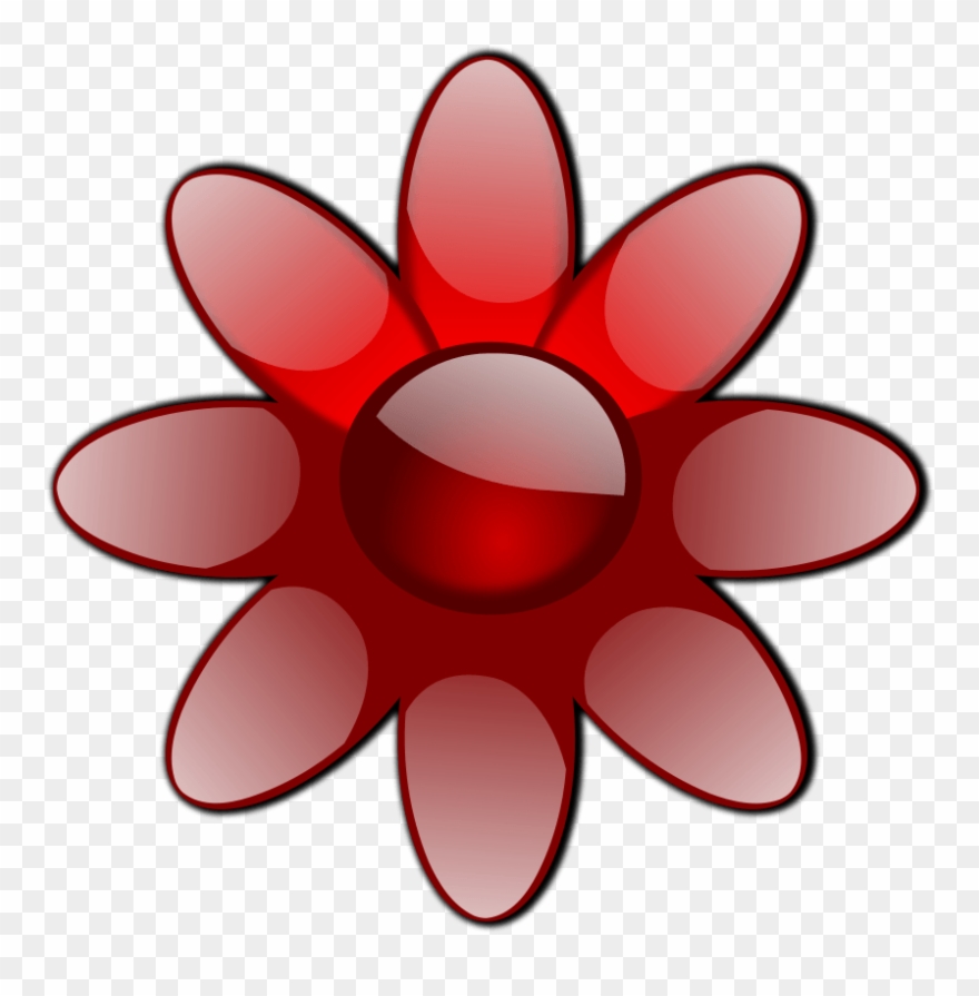 Free Red Glossy Flower - Flowers Clip Art - Png Download