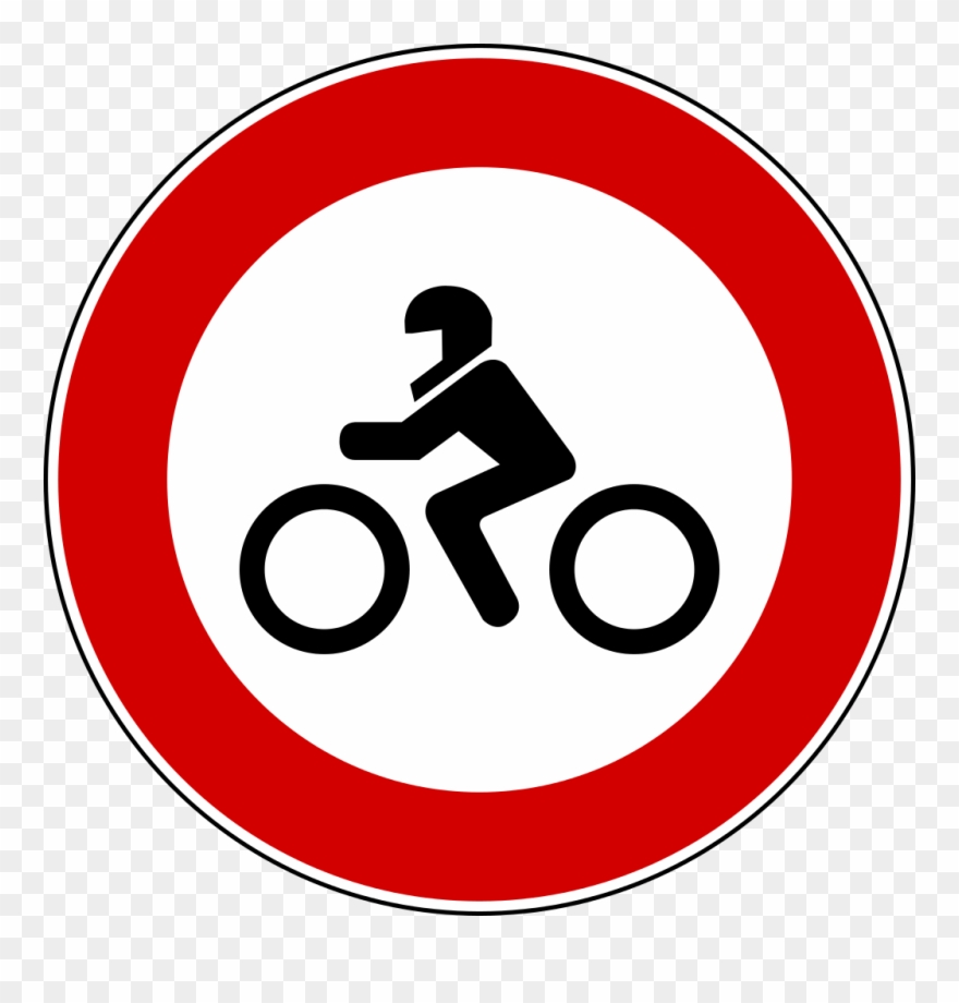 Italian Traffic Signs - Road Sign Red Circle With Motorbike Clipart