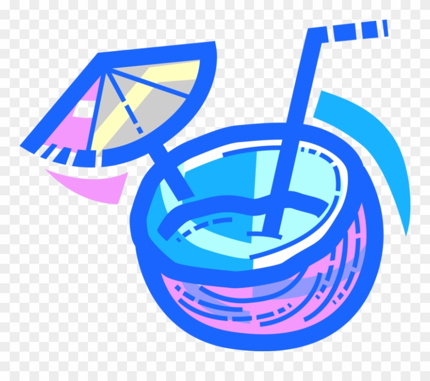 Vector Illustration Of Pina Colada Rum Cocktail Alcohol Clipart