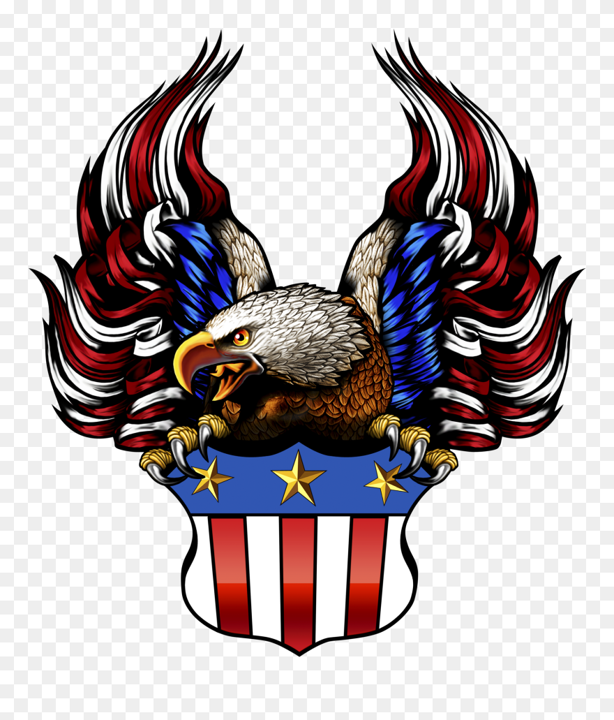 American Flag Eagle Png Black And White Download - Eagle With American Flag Png Clipart