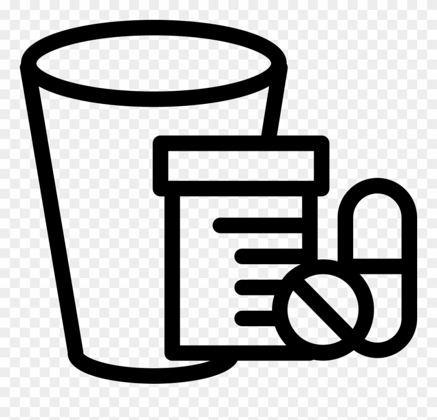 Medicines Bunch And A Glass Comments - Medicamentos Vector Clipart