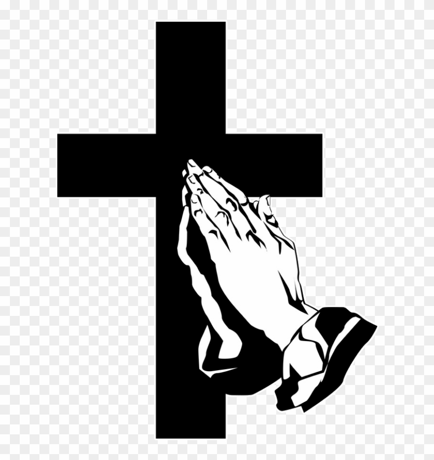 Funeral Clipart Prayer Hand - Praying Hands With Cross Clipart - Png Download