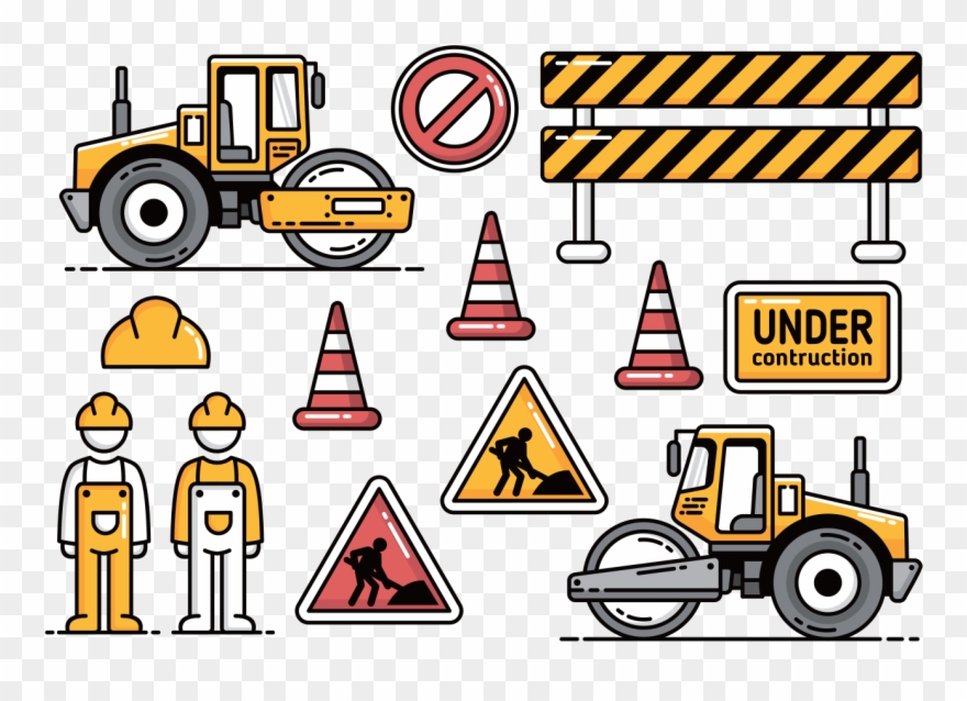 Construção De Estradas Com Ícones De Vetores Rodoviários - Vector Icons Road Construction Png Clipart