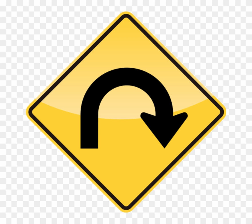 Hairpin Curve - U Turn Road Sign Clipart