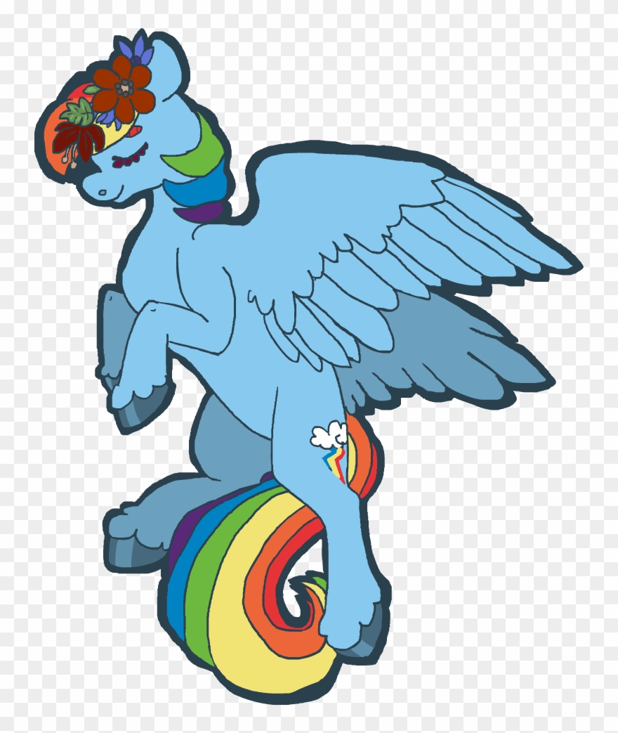 Weepysheep, Floral Head Wreath, Pegasus, Pony, Rainbow - Cartoon Clipart