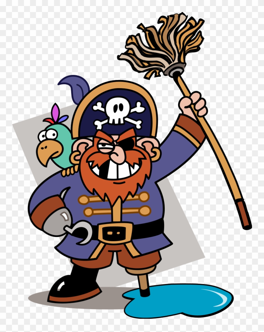 Piratey With Mop - Hook And Peg Leg Clipart