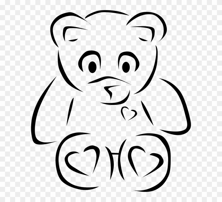Drawn Teddy Bear Stencil - Teddy Bear Outline Png Clipart