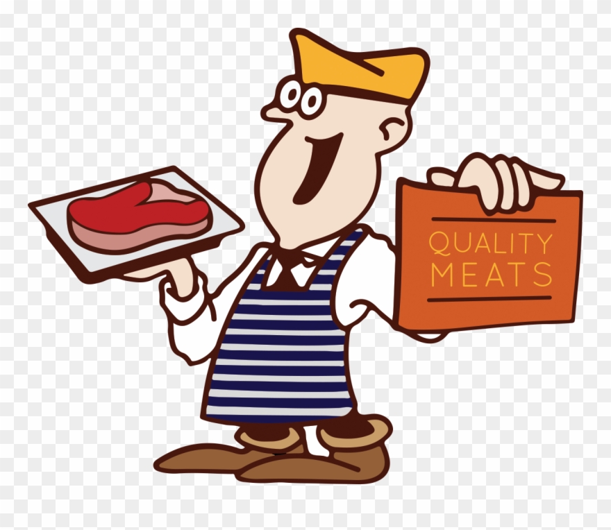 Vector Freeuse Library Butchers Shop Clipart - Butcher Cartoon Png Transparent Png