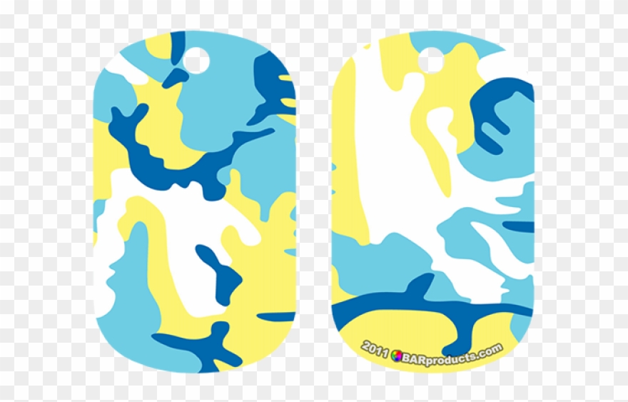 Kolorcoat™ Dog Tag - Dog Tag Bottle Opener - Blue / Yellow Camo Clipart