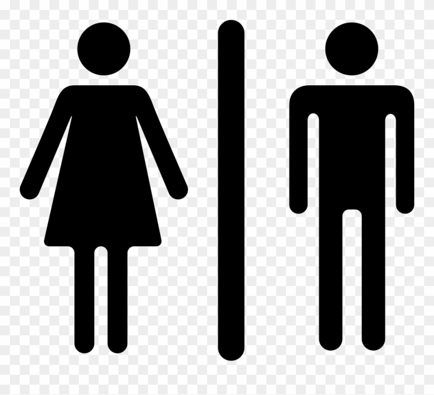 Woman And Man Silhouettes With A Vertical Line Comments - Hombre O Mujer Icono Clipart