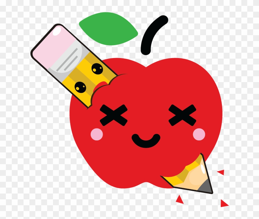 Kawaii Fruits And Pens Messages Sticker-4 - Clip Art - Png Download