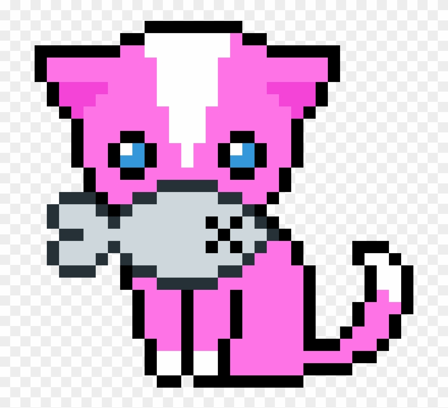 Kawaii Kitty - Pixel Art Cute Cat Clipart
