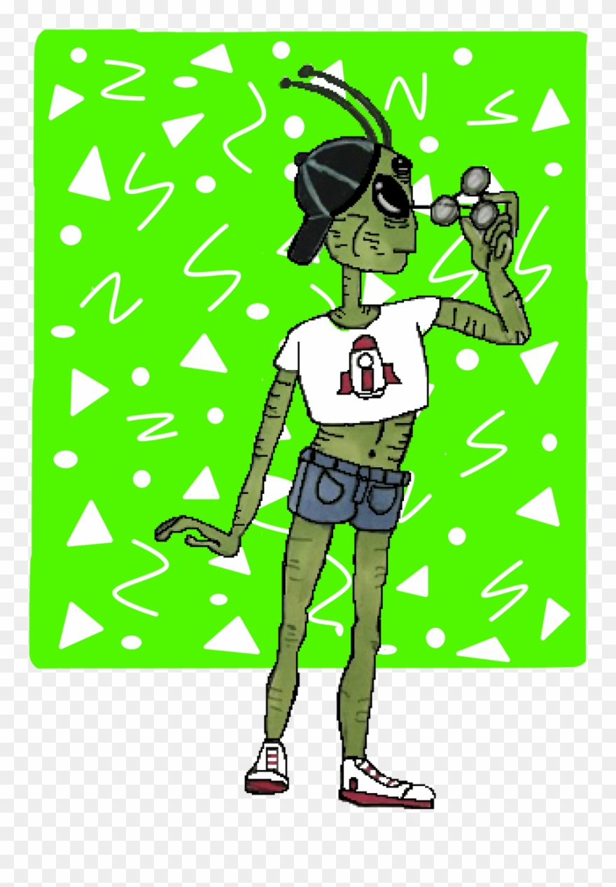 90s Transparent Alien Banner Free - Cartoon Clipart
