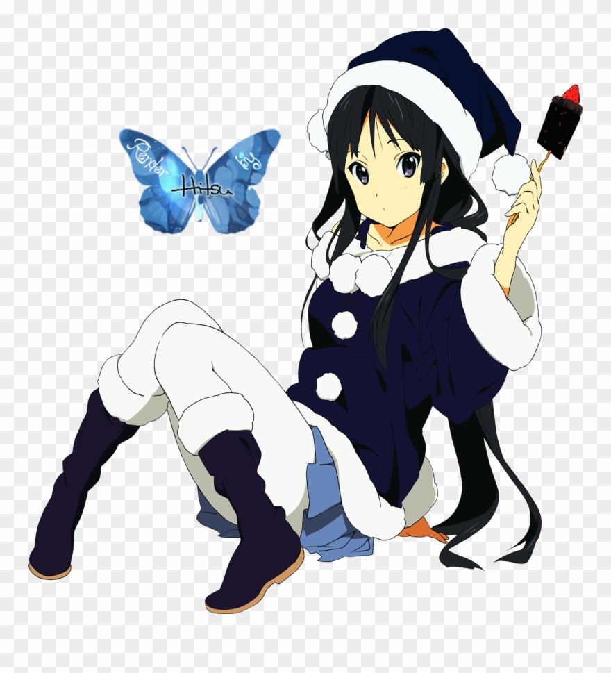 Renders Mio Akiyama K On Glace Fraise Hiver Noel Bleu - Render Anime Girl Christmas Clipart