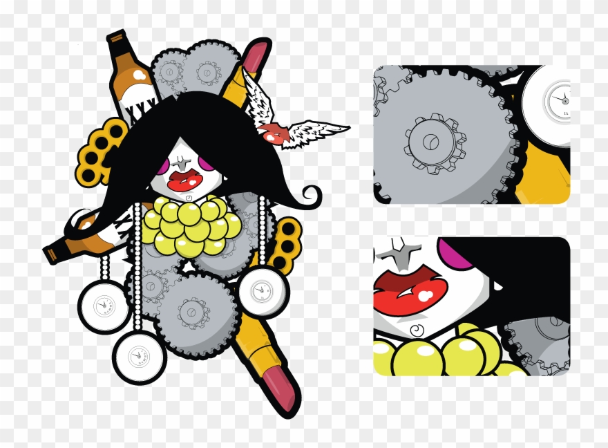 Brass Knuckles And Lip Gloss Illustration - Illustration Clipart