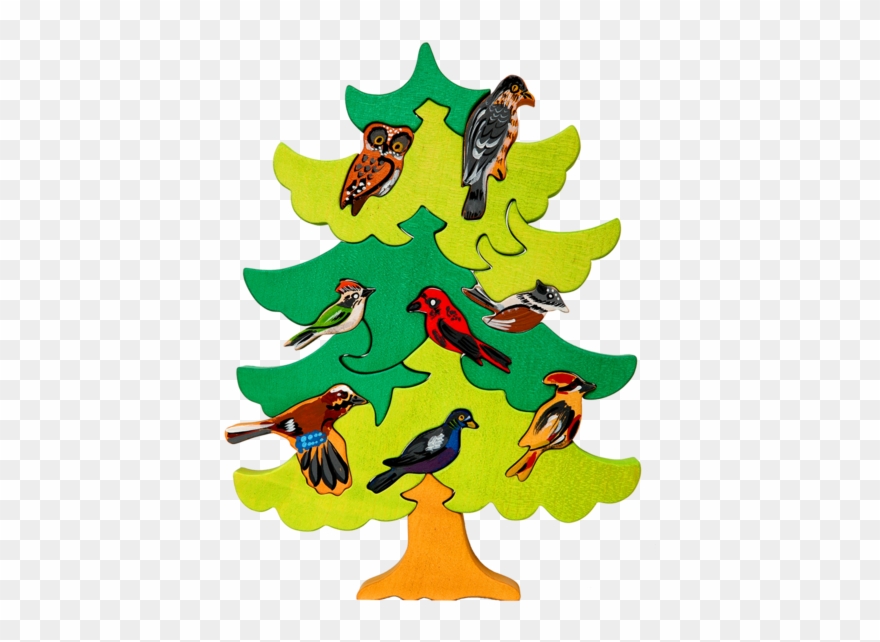North European Bird Tree Puzzle - Cartoon Clipart
