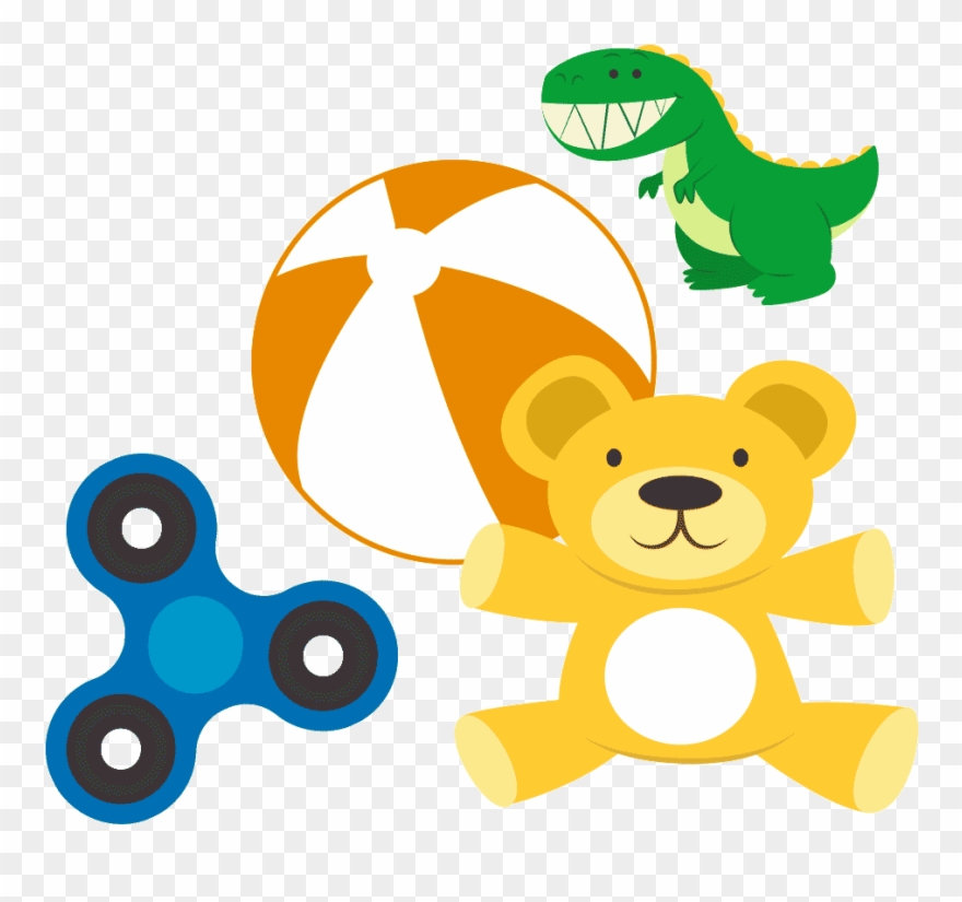 A Cartoon Blue Fidget Spinner, A Yellow Teddy Bear, - Toy Clipart