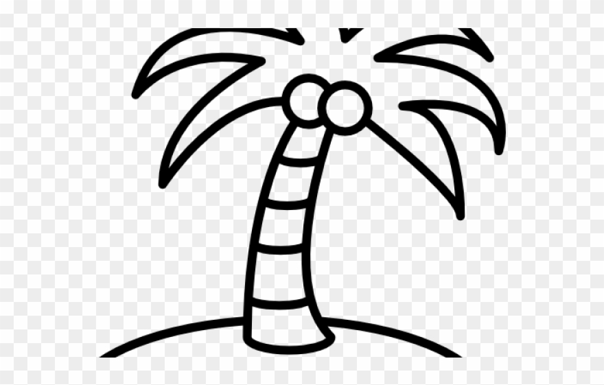Drawn Palm Tree Black And White - ระบายสี ภาพ ต้น มะพร้าว Clipart