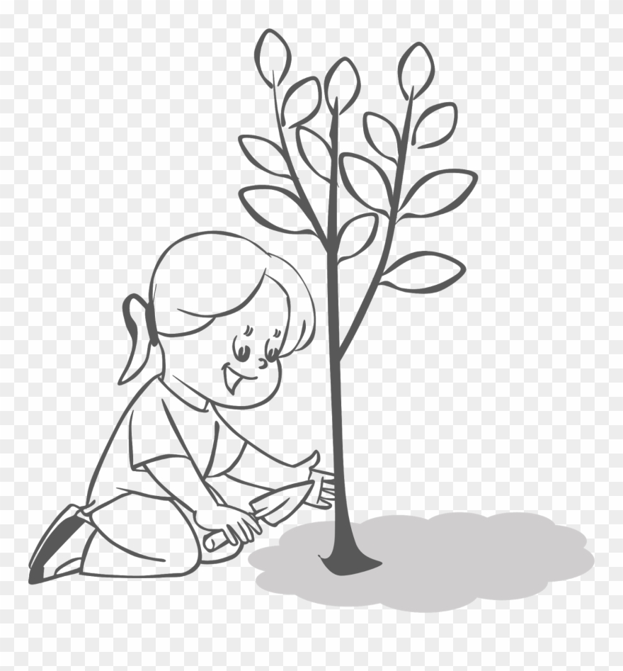 Clean And Green, Nature Cliparts, Free Clipart, People - Planting Trees Clipart Black And White - Png Download