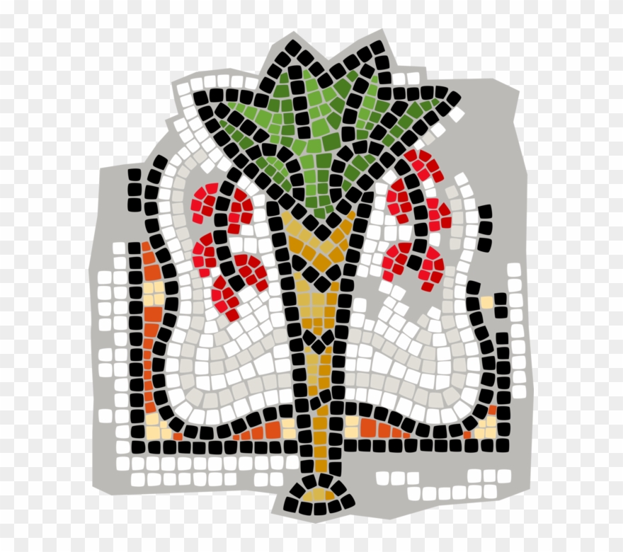 Vector Illustration Of Decorative Mosaic Date Palm - Law Clipart