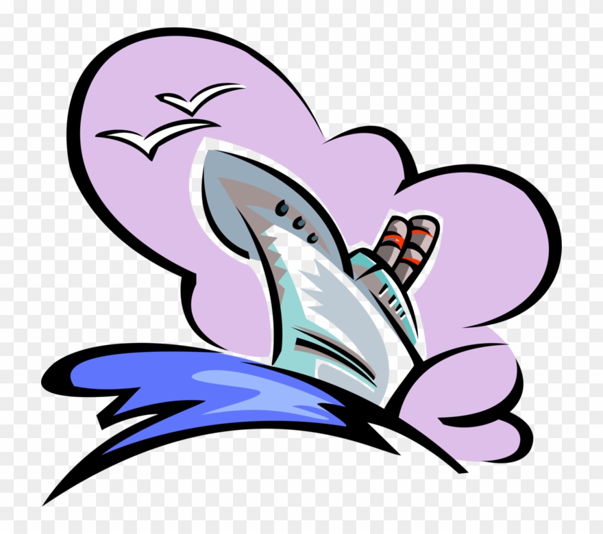 Vector Illustration Of Cruise Ship Or Ocean Liner Passenger Clipart
