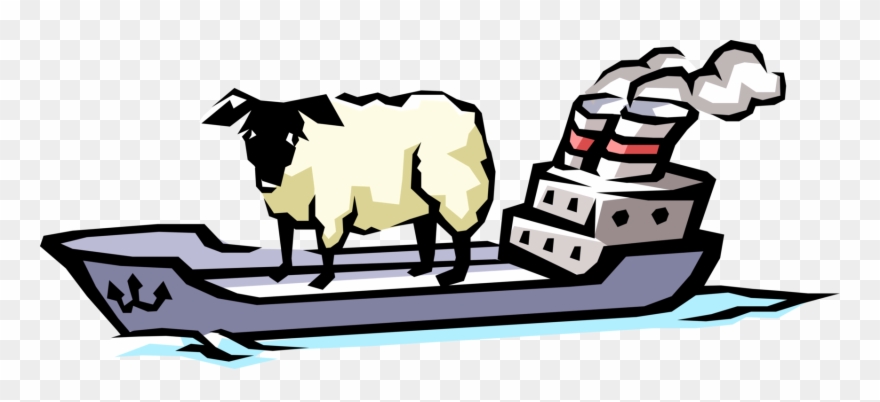 Vector Illustration Of Cargo Ship Or Freighter Ship Clipart