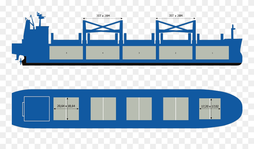 A Handymax Bulk Carrier Showing Cargo Holds - Bulk Carrier Ship Diagram Clipart