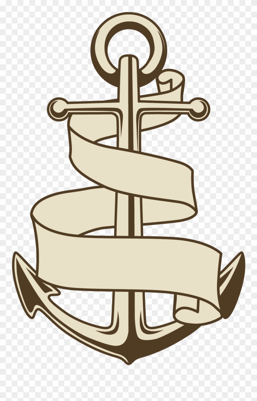 Drawn Anchor Ship - Anchor With Ribbon Clipart - Png Download