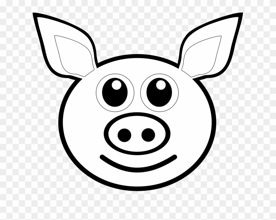 Black And White Stock Eyes Clipart Pig - Drawing Of Pig Face - Png Download