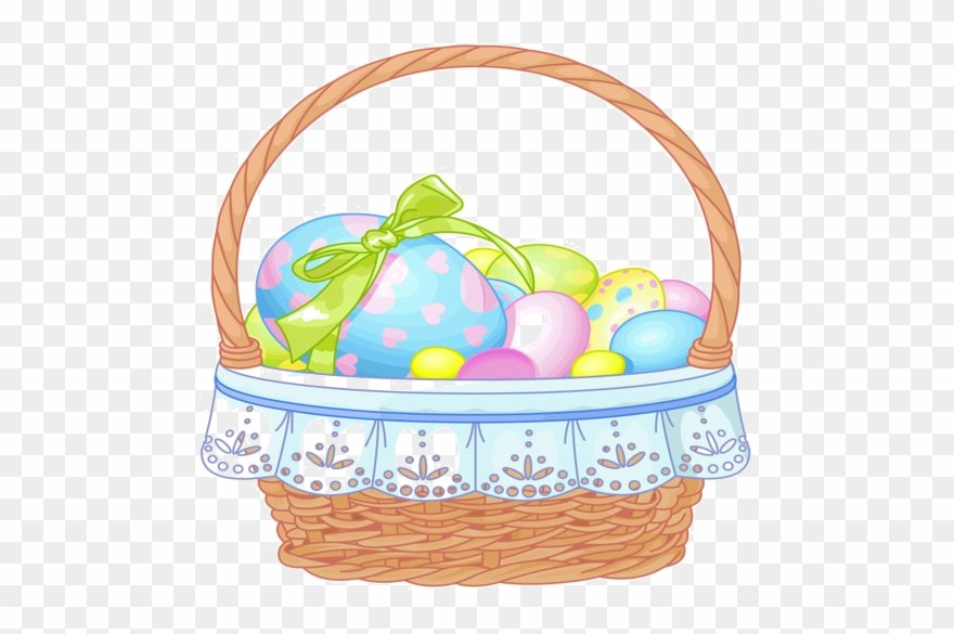 Easter Basket With Eggs Transparent Clipart - Easter Basket Clipart Png