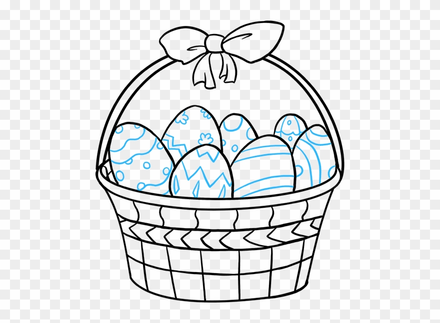 How To Draw Easter Basket Step - Drawing Image Of Basket Clipart