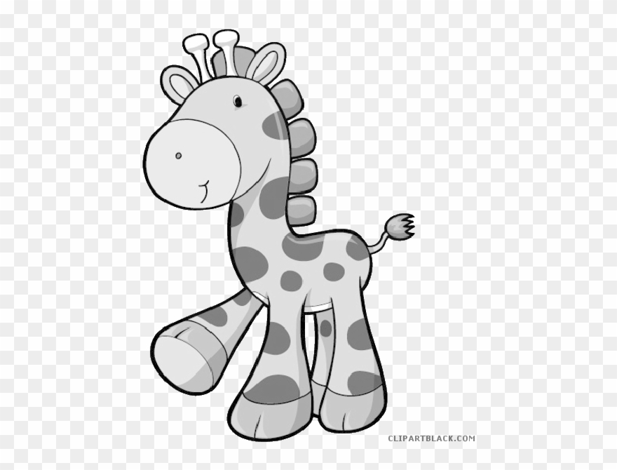 Baby Giraffe Animal Free Black White Clipart Images - Cute Baby Animal Free Clipart - Png Download