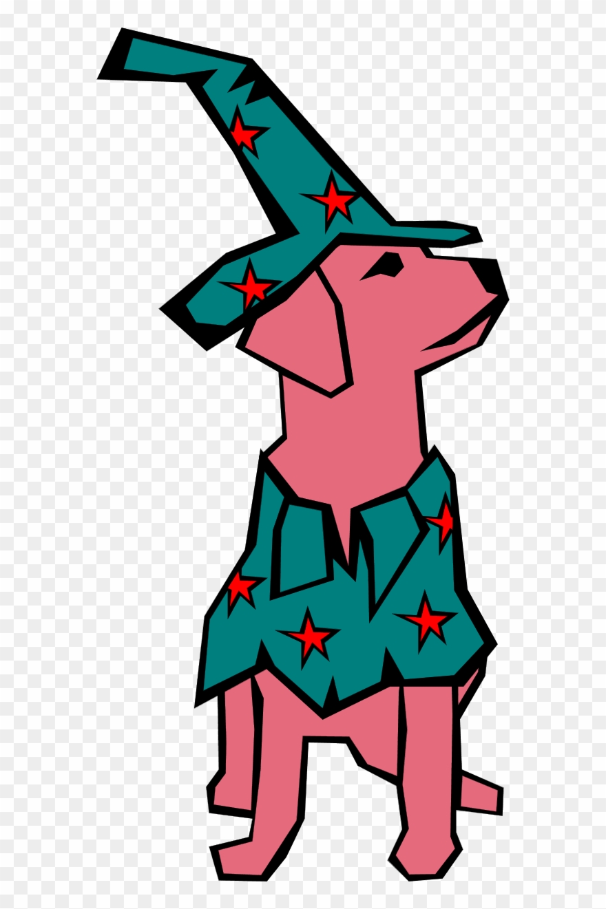 Dog Sitting Wearing Tall Hat - Halloween Dog Clip Art - Png Download
