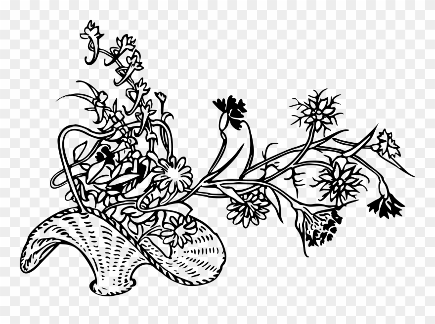 Big Image - Flower Basket Drawing Png Clipart