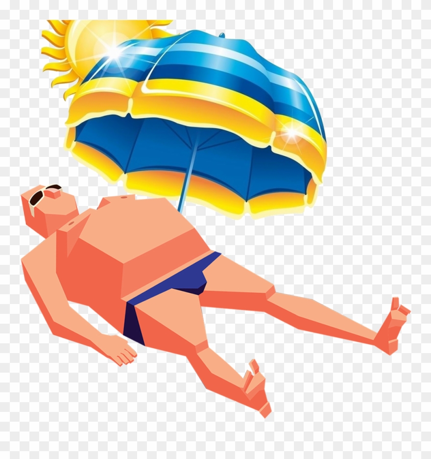 Umbrella Art Sunbathing Man Transprent Png Free - Sunbathing Clipart Png Transparent Png