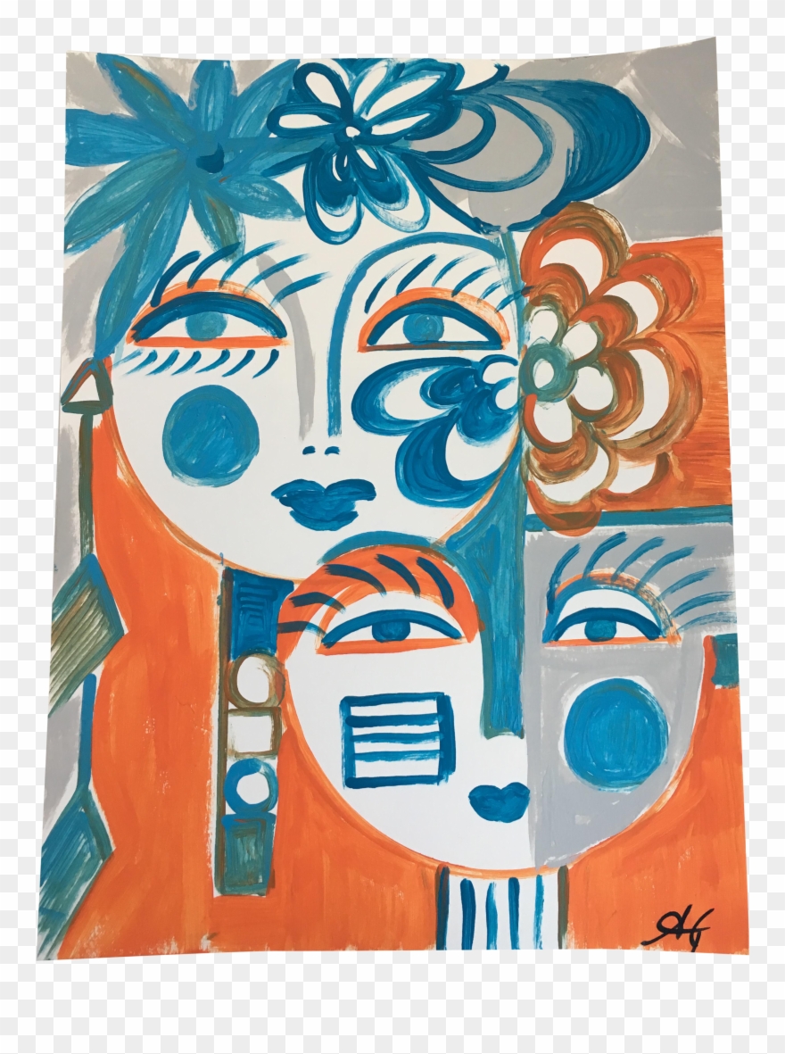 "mother & Child" Original Acrylic Abstract Faces Painting - Painting Clipart