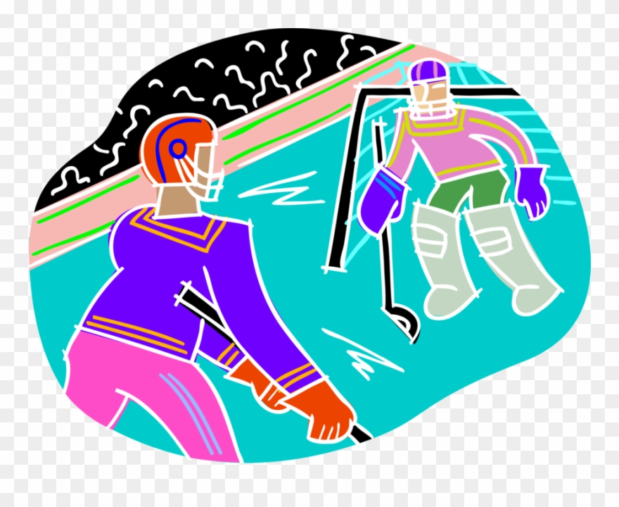 Vector Illustration Of Sport Of Ice Hockey Skater With - Illustration Clipart