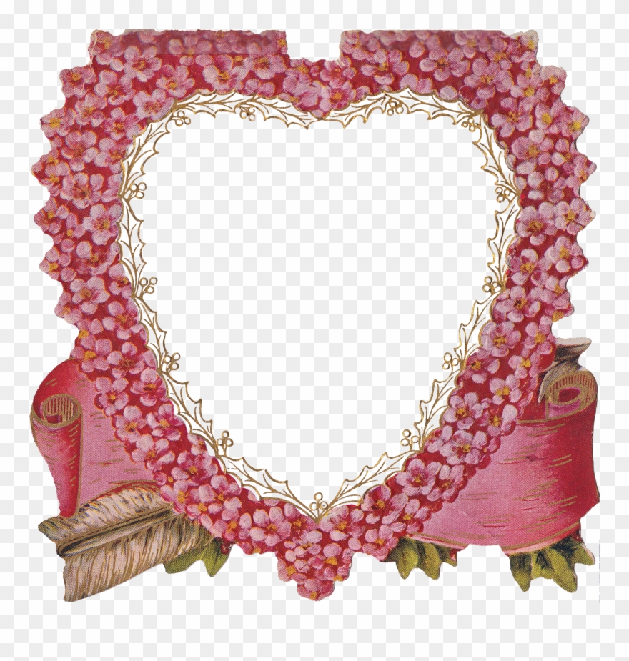 Die Cut Pink Flower Heart & “peace Be Within Thee” - Heart Frames Png Transparent Background Clipart