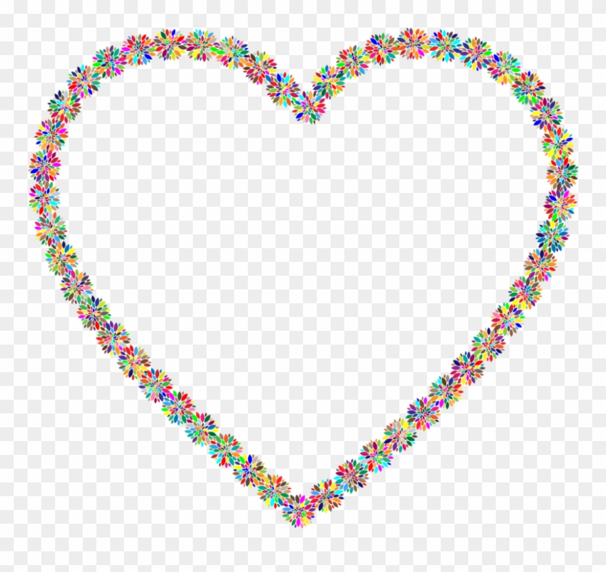 Flower Heart Necklace Shape - Heart Outline With Flower Clipart