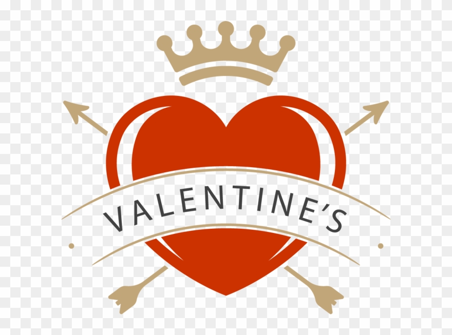Big Red Heart And Crown With Words Valentine's Symbol - Heart Clipart