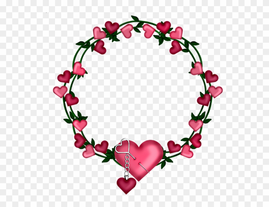 Transparent Frame Wreath With Hearts - Flowers Round Shape Png Clipart