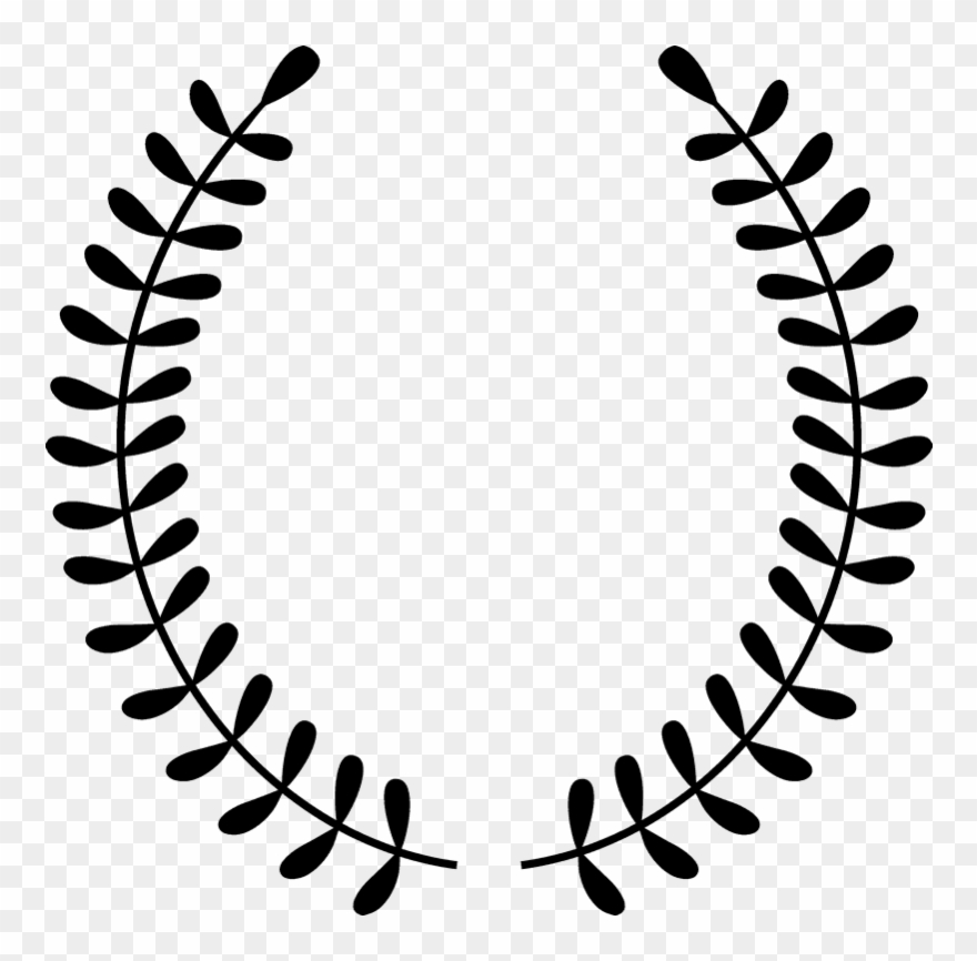 Open Laurel Wreath Design Rubber Stamp - Oval Frame Green Leaves Clipart