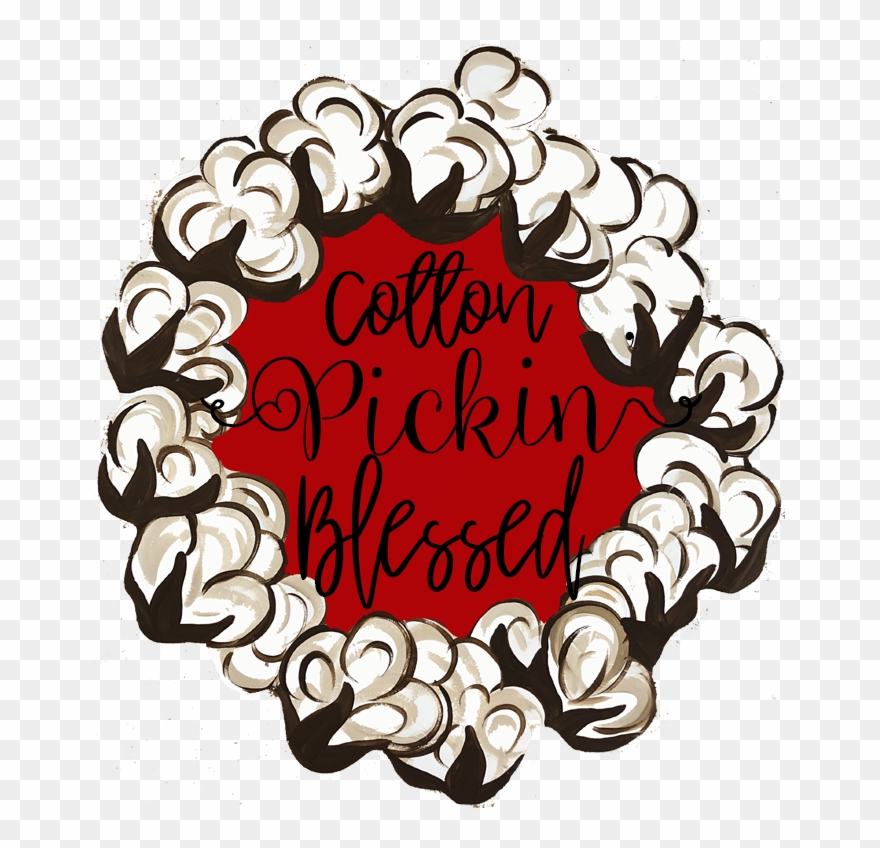 Cotton Wreath Wood Door Hanger - Door Hanger Clipart