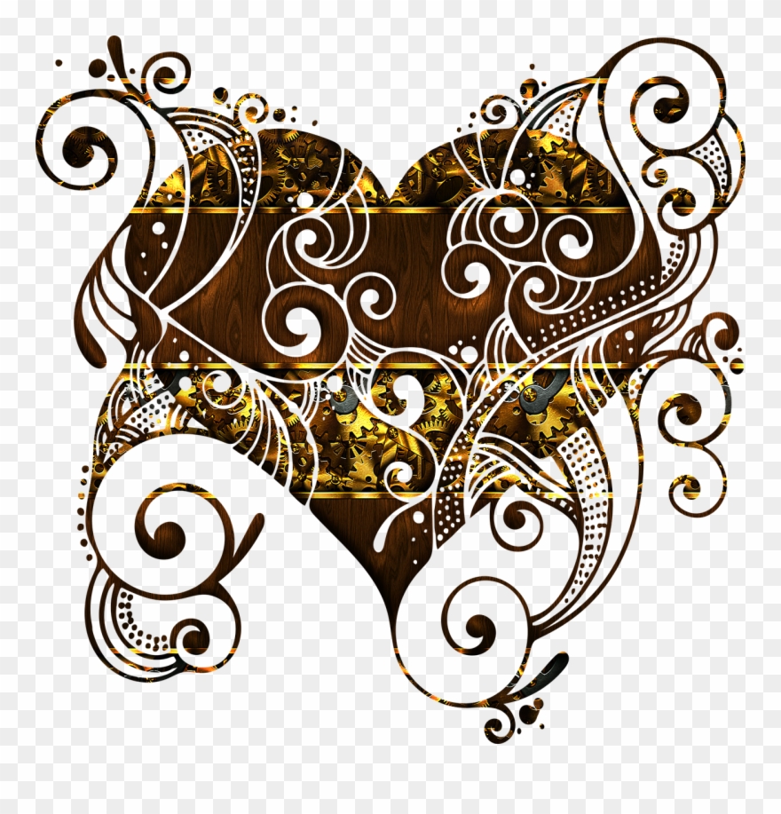 Flourish Heart Gold Plated Romantic - Dibujos De Un Corazon Para Pintar Clipart