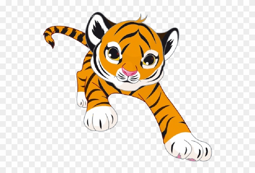 Tiger Cubs Cat Cartoon Images Valentine Cat Clip Art - Baby Tiger Roaring Cartoon - Png Download