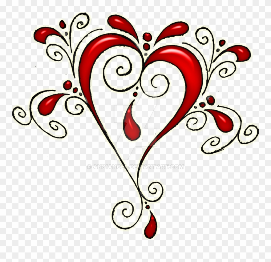 Heart Swirls Red Black - Red And Black Transparent Swirl Clipart