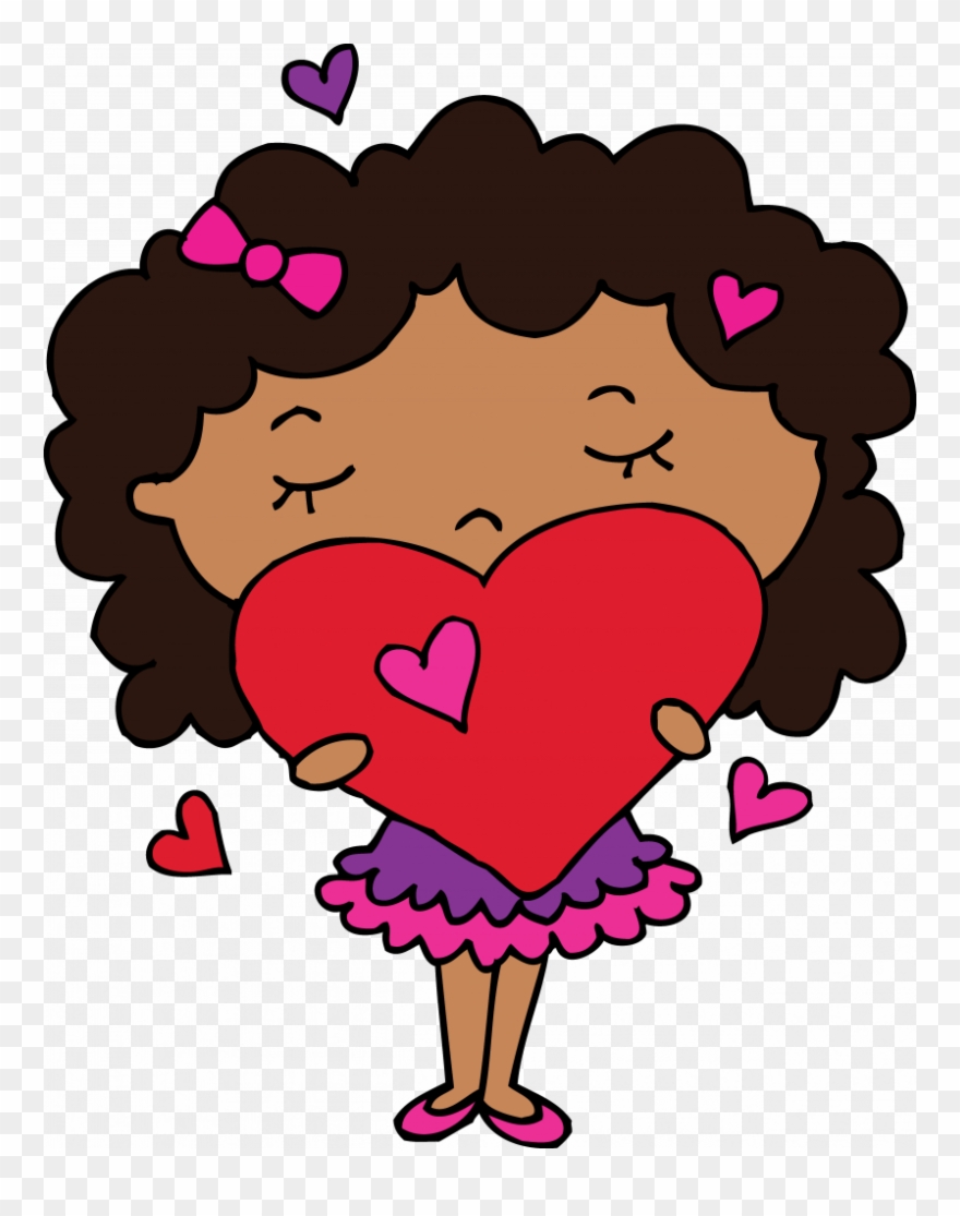 Cute Heart Clipart - Girl Curly Hair Clipart - Png Download