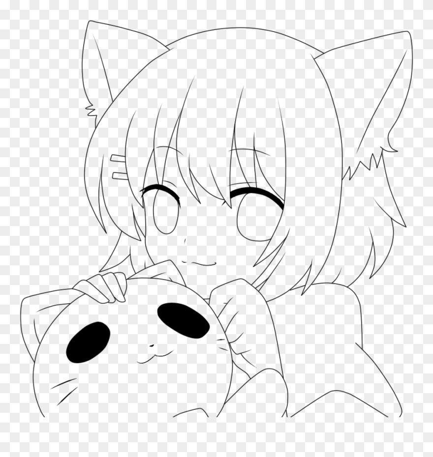 Ear Clipart Neko - Little Kid Nekos Lineart - Png Download
