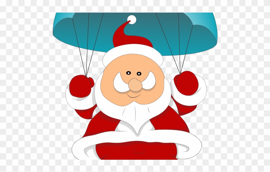 Santa Clipart Parachute - Santa Claus In Parachute - Png Download
