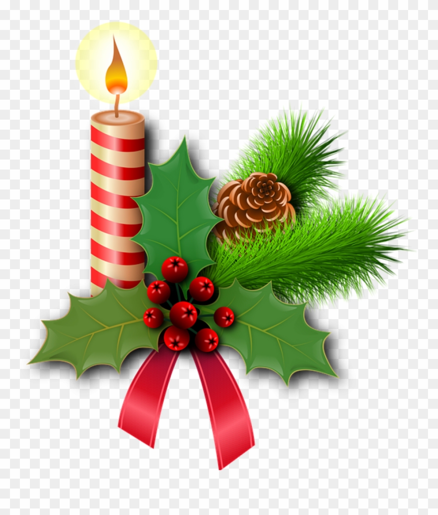 Christmas Holly Picture Christmas Holly Candles Free - Christmas Holly Clipart Free - Png Download